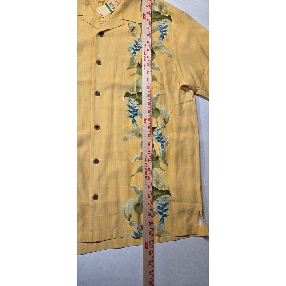 NWT Tommy Bahama Button Up Shirt Mens L Yellow New Floral Silk Camp Leaf Chaser - Picture 4 of 5